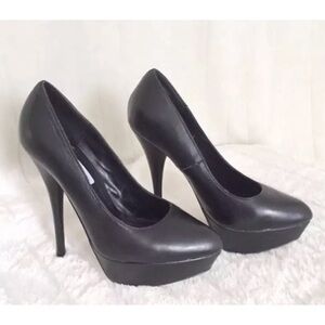 STEVE MADDEN DARRINA Blk Leather Platform Stiletto